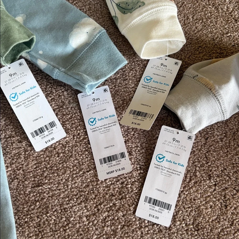 Carters lot set of 4 onsies pajamas size 9m baby new